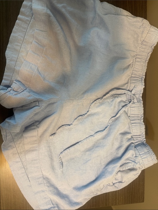 GAP Pants - GAP Sky Blue Linen-Blend Elastic Waist Shorts
